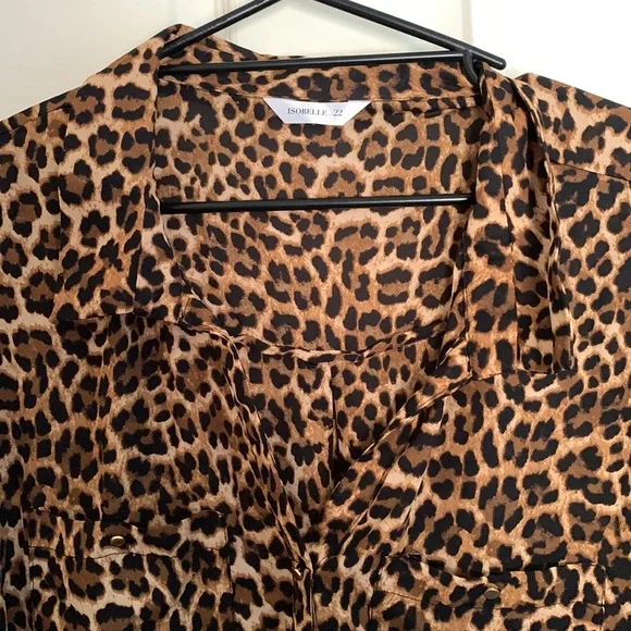 ISOBELLE CHEETAH PRINT LONG SLEEVE SHIRT SIZE 22 - Picture 2 of 7